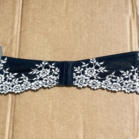 WACOAL Embrace Lace Floral Black White Strapless Womens Bra 34D - Picture 6 of 15